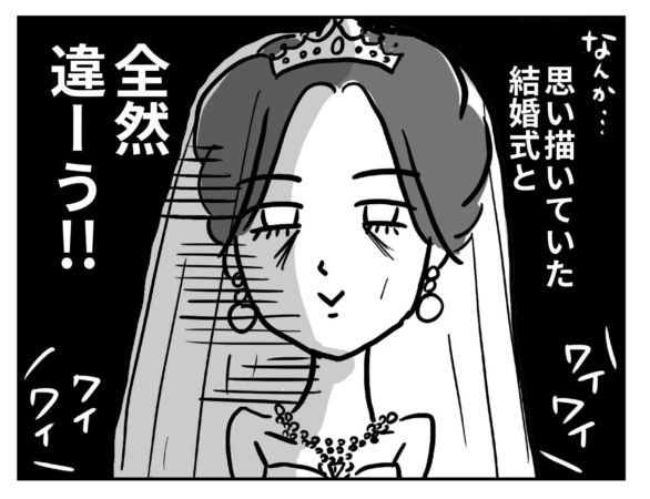 結婚式に不満を感じる花嫁のイラスト